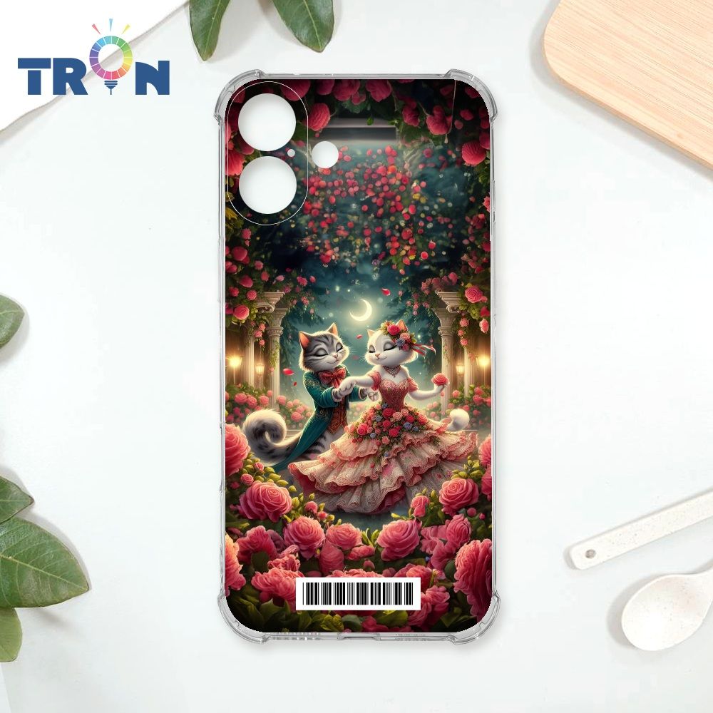  TRON IPhone 16 PLUS 月光下玫瑰庭園跳舞的貓咪  載具 四角防摔殼 手機殼