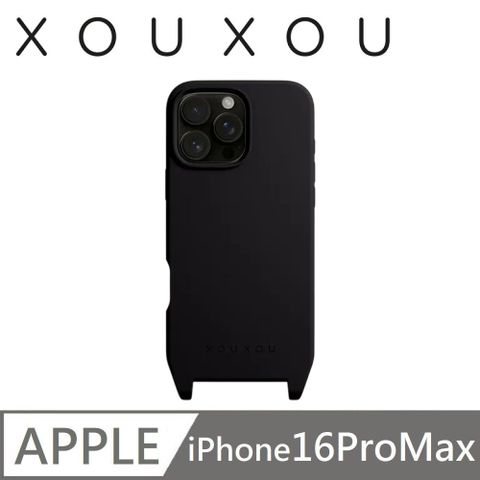 XOUXOU  FARBE系列 掛繩背帶手機殼 MagSafe磁吸 適用 iPhone 16 Pro Max - 黑色