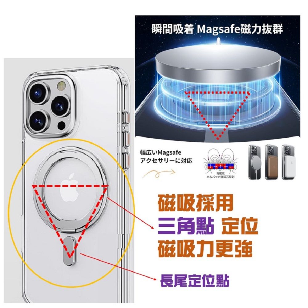  【ACE_CASE】iPhone 16 Pro  360度旋轉 MagSafe磁吸指環支架立架手機殼保護殼保護套