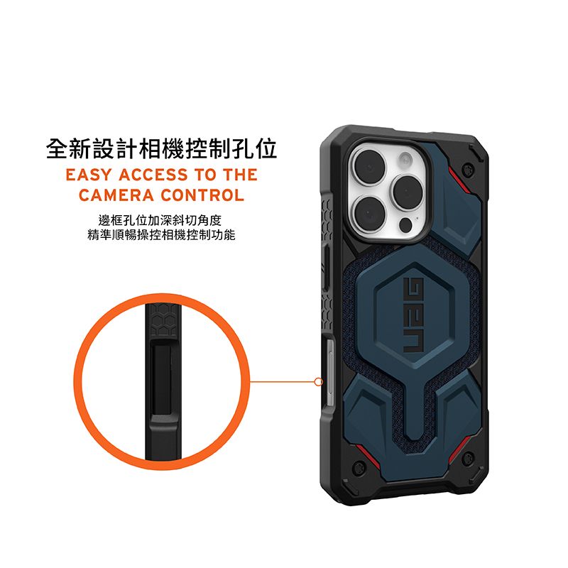 全新設計相機控制孔位EASY ACCESS TO THECAMERA CONTROL邊框孔位加深斜切角度精準順暢操控相機控制功能①