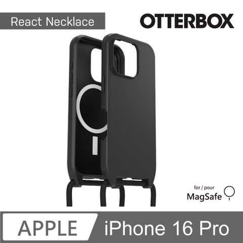 OTTERBOX iPhone 16 Pro 6.3吋 ReactNecklace 簡約掛繩輕透防摔殼-黑(支援MagSafe)