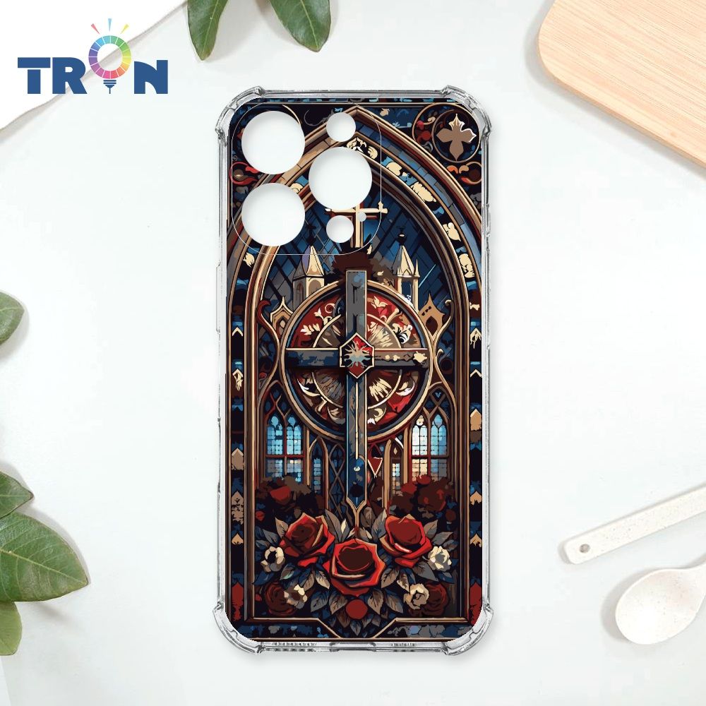  TRON IPhone 16 Pro 十字架彩繪玻璃 四角防摔殼 手機殼