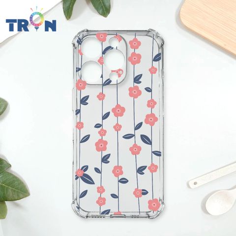 TRON IPhone 16 Pro 條紋透明小花C款 四角防摔殼 手機殼