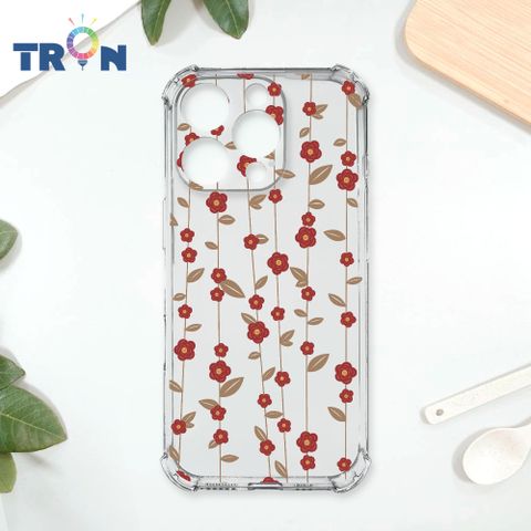 TRON IPhone 16 Pro 條紋透明小花B款 四角防摔殼 手機殼