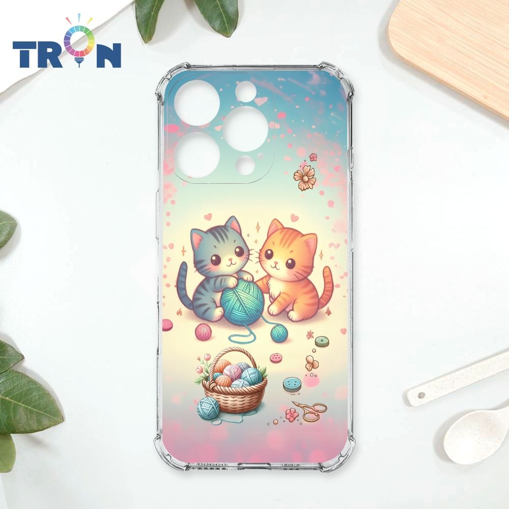  TRON IPhone 16 Pro 貓咪與毛線球系列 四角防摔殼 手機殼