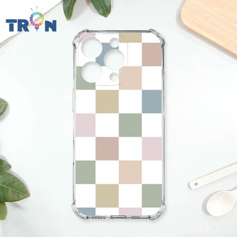 TRON IPhone 16 Pro 莫蘭迪色簡約格子A款 四角防摔殼 手機殼