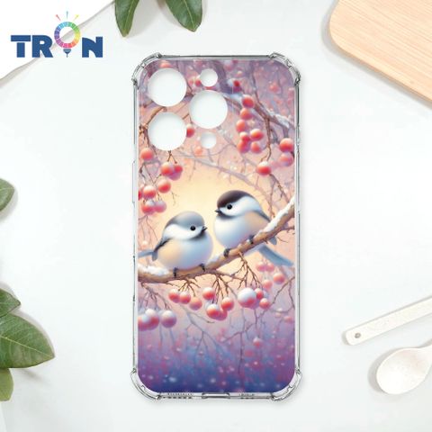 TRON IPhone 16 Pro 莓果雪之妖精銀喉長尾山雀 四角防摔殼 手機殼