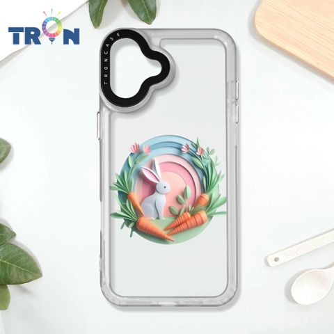 TRON iPhone 16 PLUS 可愛紙雕兔子 太空殼 透白款 手機殼