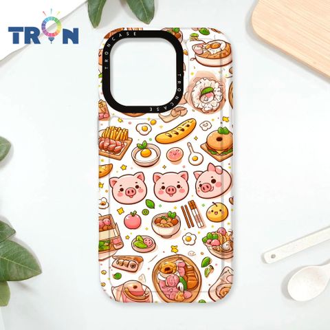 TRON iPhone 16 Pro 小豬與食物系列 太空殼 透白款 手機殼