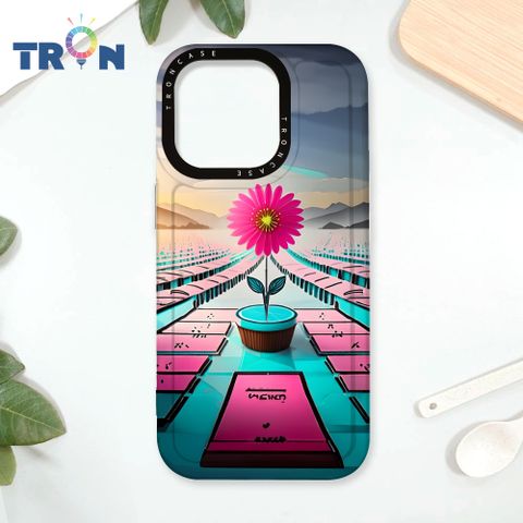 TRON iPhone 16 Pro 桃藍色花朵系列 太空殼 透白款 手機殼