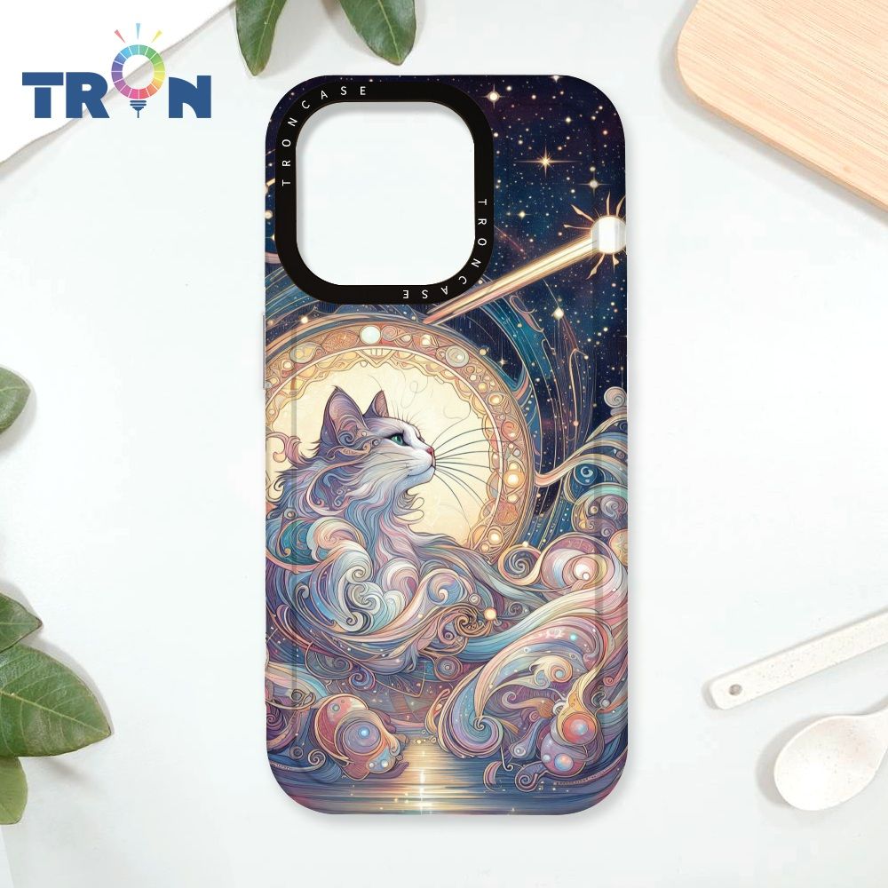  TRON iPhone 16 Pro 夏夜流星與貓 太空殼 透黑款 手機殼