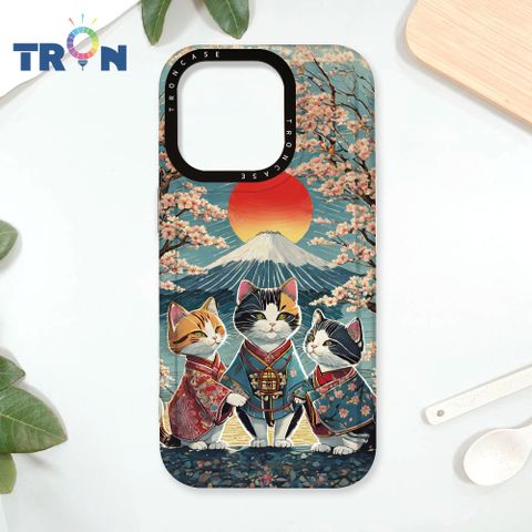 TRON iPhone 16 Pro 日系富士山櫻花貓咪系列 太空殼 透白款 手機殼