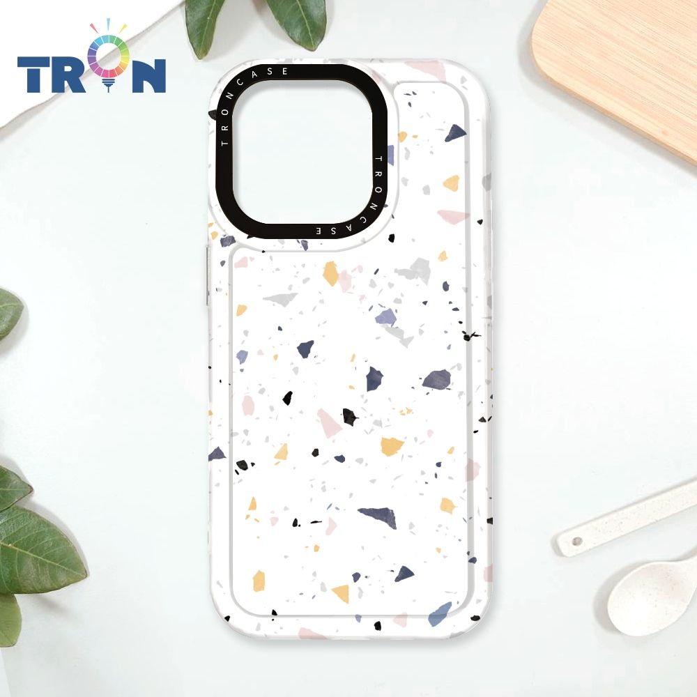  TRON iPhone 16 Pro 彩色幾何小磨石子A款 太空殼 透白款 手機殼