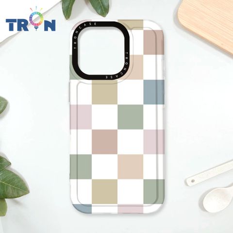 TRON iPhone 16 Pro 莫蘭迪色簡約格子A款 太空殼 透黑款 手機殼