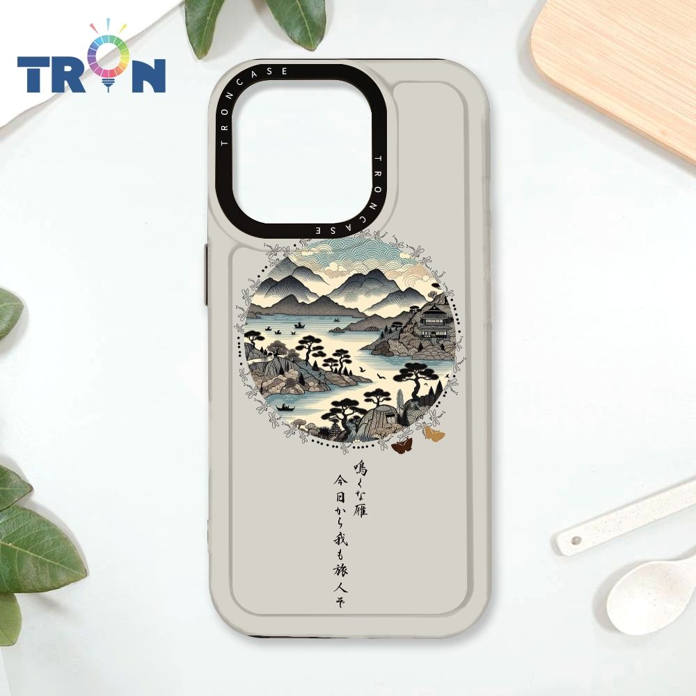  TRON IPhone 16 Pro 圓形復古山水畫系列 太空殼 透黑款 手機殼