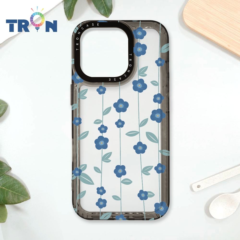  TRON IPhone 16 Pro 條紋透明小花C款 太空殼 透黑款 手機殼