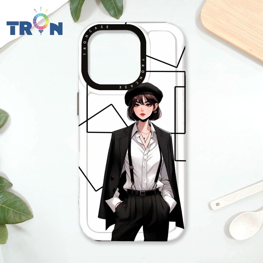  TRON IPhone 16 Pro 雜誌風女孩 太空殼 透黑款 手機殼