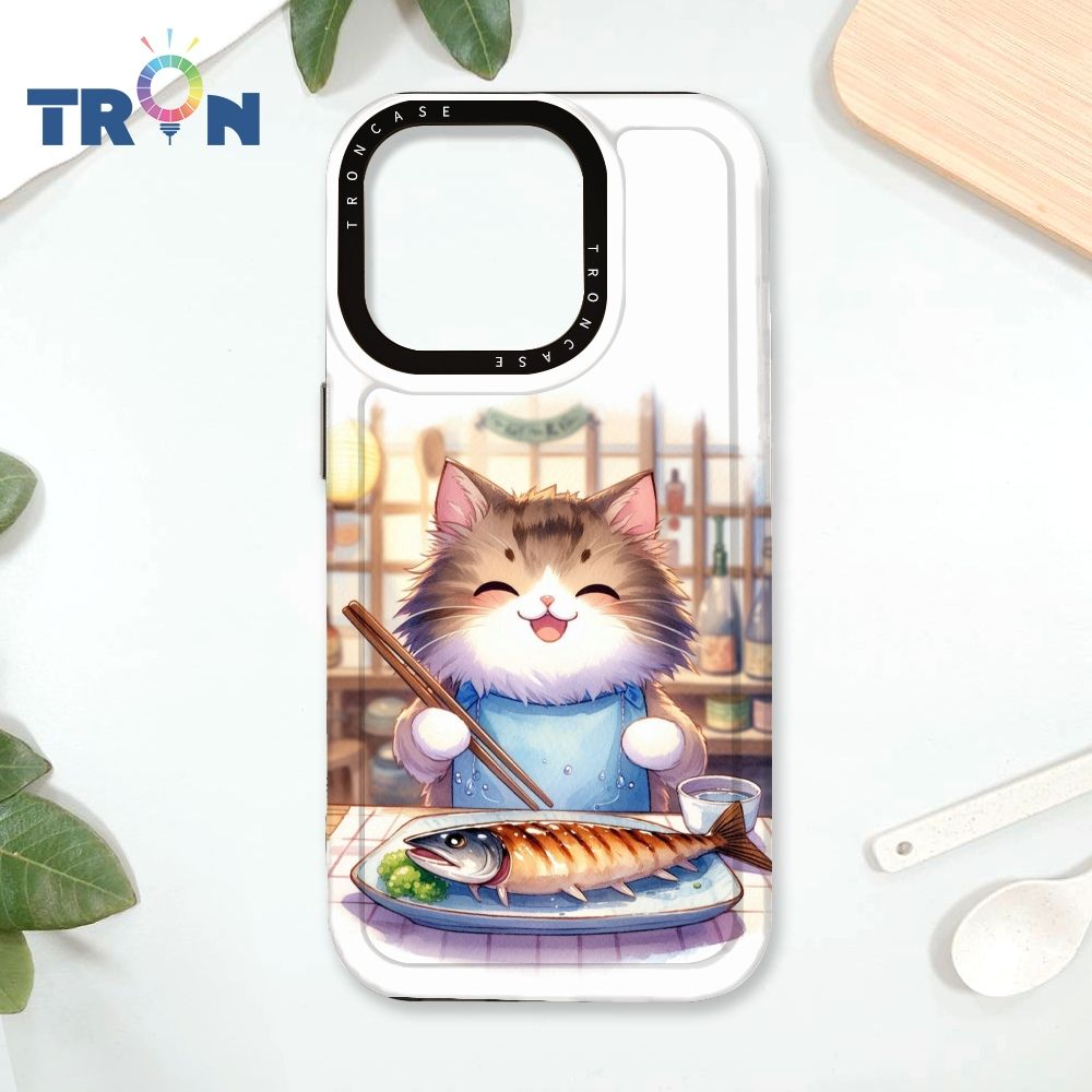  TRON IPhone 16 Pro 貓咪美食評鑑家 太空殼 透黑款 手機殼