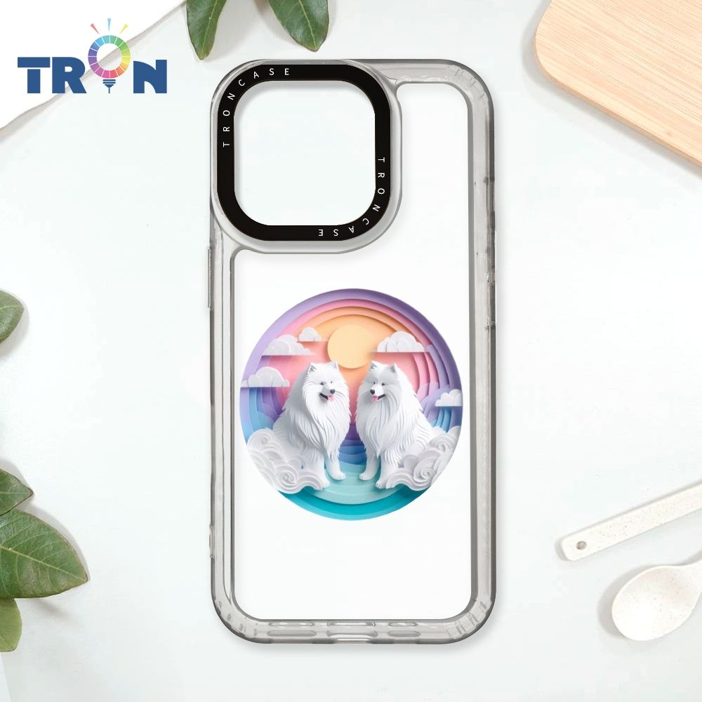  TRON iPhone 16 Pro 可愛紙雕薩摩耶 太空殼 透白款 手機殼