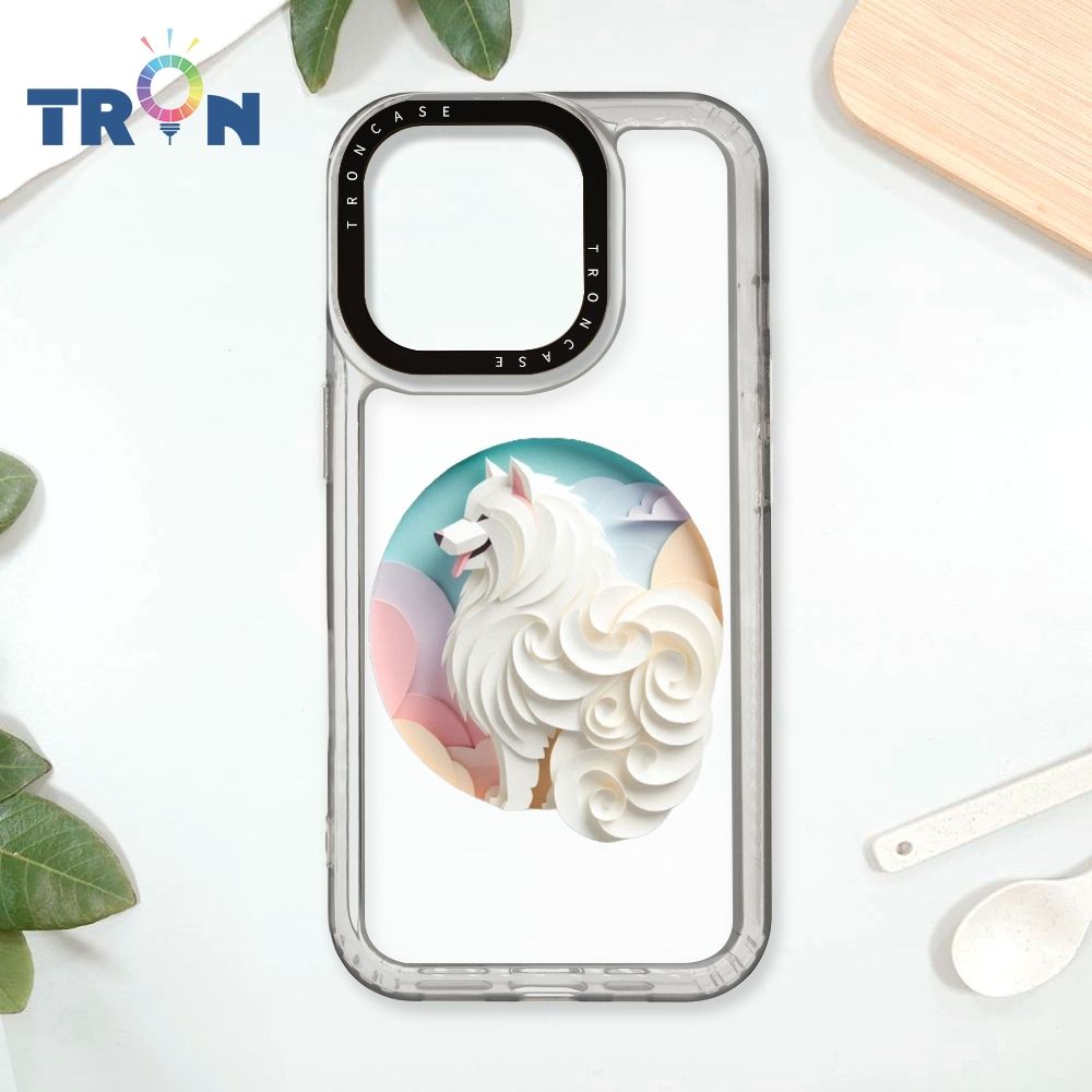  TRON iPhone 16 Pro 可愛紙雕薩摩耶 太空殼 透白款 手機殼