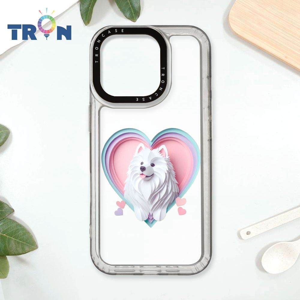  TRON iPhone 16 Pro 可愛紙雕薩摩耶 太空殼 透白款 手機殼