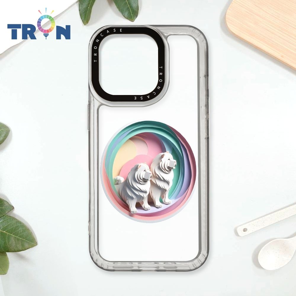  TRON iPhone 16 Pro 可愛紙雕鬆獅犬 太空殼 透白款 手機殼