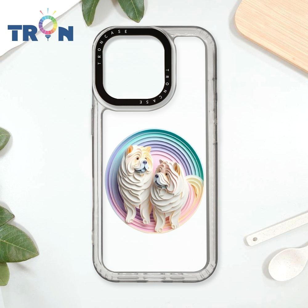  TRON iPhone 16 Pro 可愛紙雕鬆獅犬 太空殼 透白款 手機殼