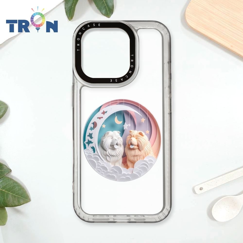  TRON iPhone 16 Pro 可愛紙雕鬆獅犬 太空殼 透白款 手機殼