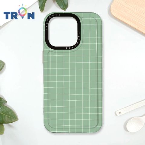 TRON IPhone 16 Pro 手繪簡約方格紋A款 太空殼 透黑款 手機殼