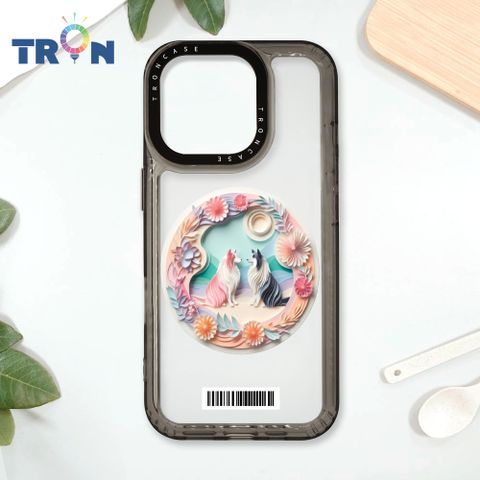 TRON IPhone 16 Pro 可愛紙雕牧羊犬  載具 太空殼 透黑款 手機殼