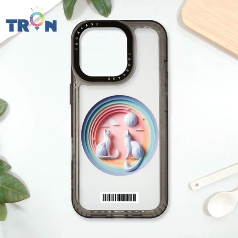 TRON IPhone 16 Pro 可愛紙雕貓咪  載具 太空殼 透黑款 手機殼