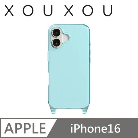 XOUXOU  Clear系列 掛繩背帶手機殼 適用 iPhone 16 - 天青藍