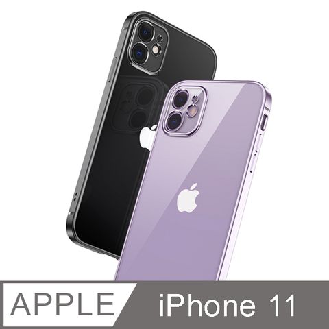 iPhone 11 6.1吋直邊金屬質感邊框 矽膠手機保護殼套(秒變iphone12)