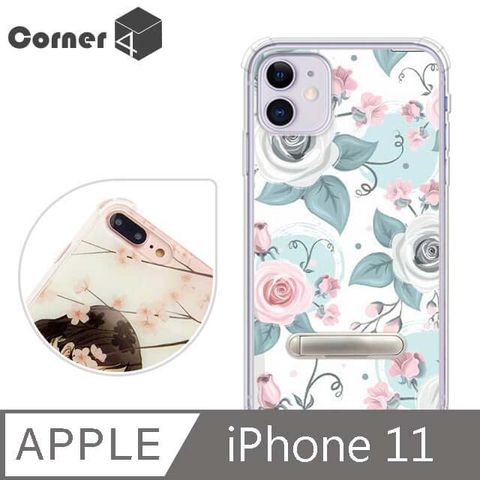 Corner4 Corner4 iPhone 11 6.1吋四角防摔立架手機殼-童話玫瑰