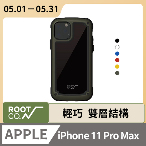 日本 ROOT CO. iPhone 11 Pro Max Tough &amp; Basic 透明背板軍規防摔手機保護殼 - 共六色