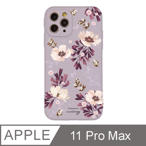 ✪iPhone 11 Pro Max 6.5吋 wwiinngg粉紫花茶全包抗污iPhone手機殼✪