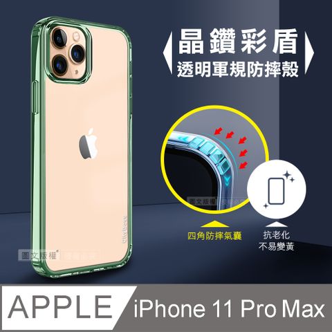 CITY晶鑽彩盾 iPhone 11 Pro Max 6.5吋抗發黃透明殼 氣囊軍規防摔殻 手機殼(森林綠)