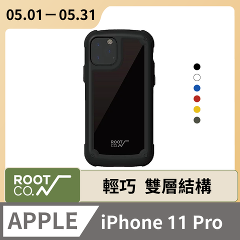 日本 ROOT CO. iPhone 11 Pro Tough &amp; Basic 透明背板軍規防摔手機保護殼 - 共六色