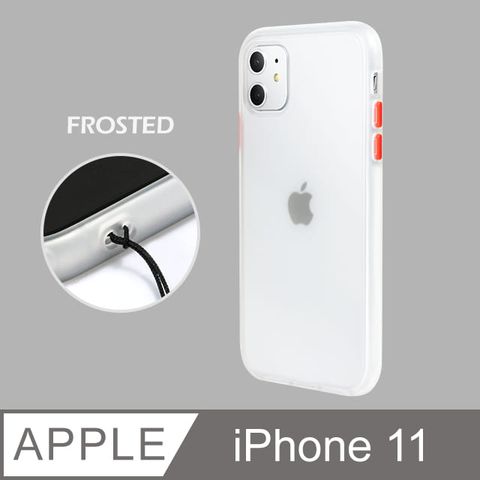 【個性撞色防摔】iPhone11 手機殼 i11 親膚手感 鏡頭加高 不留指紋(白+紅鍵/有吊飾孔)