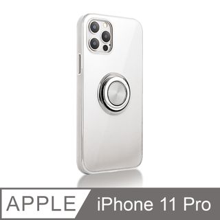 《指環支架空壓殼》 iPhone11 Pro 手機殼 防摔 i11 Pro 保護殼 磁吸式 手機支架 軟殼(透明)
