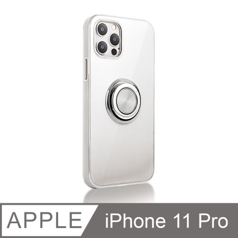 《指環支架空壓殼》 iPhone11 Pro 手機殼 防摔 i11 Pro 保護殼 磁吸式 手機支架 軟殼(透明)