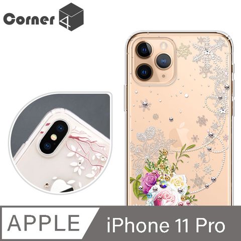 Corner4 Corner4 iPhone 11 Pro 5.8吋奧地利彩鑽雙料手機殼-緋雪薔薇