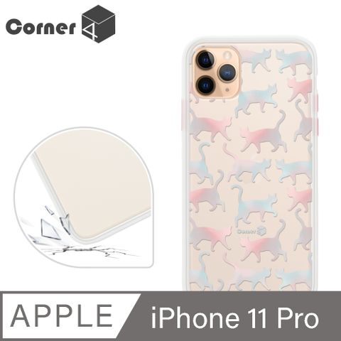 Corner4 Corner4 iPhone 11 Pro 5.8吋柔滑觸感軍規防摔手機殼-貓咪世界(白殼)