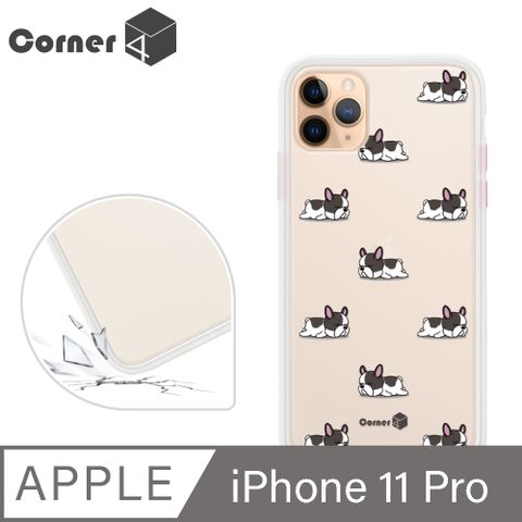 Corner4 Corner4 iPhone 11 Pro 5.8吋柔滑觸感軍規防摔手機殼-法鬥懶洋洋(白殼)