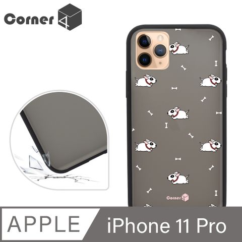 Corner4 Corner4 iPhone 11 Pro 5.8吋柔滑觸感軍規防摔手機殼-跑跑鬥牛㹴(黑殼)