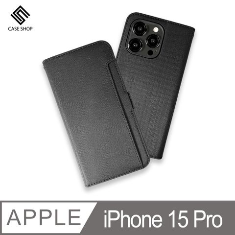 CASE SHOP 側掀站立式皮套-iPhone 15 Pro (6.1) 黑