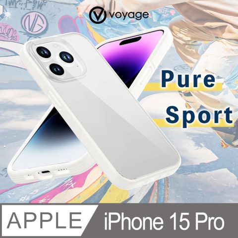 支援MagSafe無線充電VOYAGE 超軍規防摔保護殼Pure Sport純白iPhone 15 Pro (6.1")
