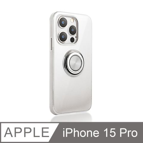 《指環支架空壓殼》iPhone 15 Pro 手機殼 i15 Pro 保護殼 磁吸式 手機支架 軟殼(透明)