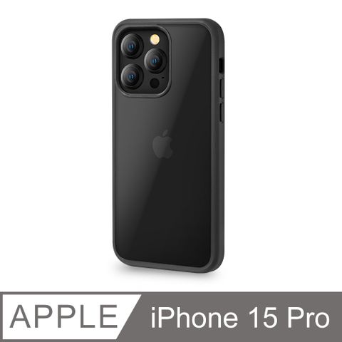 【輕薄防摔殼】iPhone 15 Pro 手機殼 i15 Pro 保護殼 鏡頭加高 雙料保護 軟邊硬殼(極簡黑)