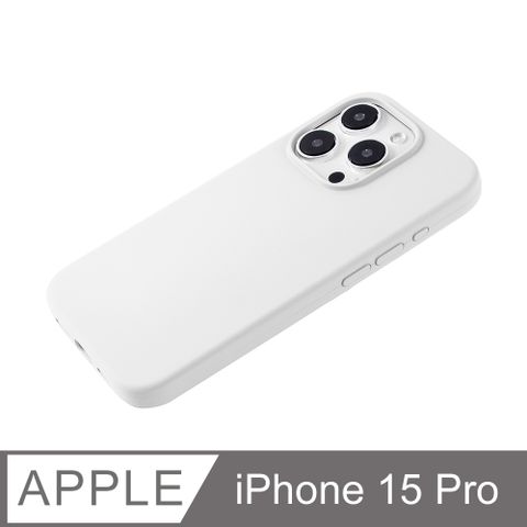 【經典液態殼l春櫻系列】iPhone 15 Pro 手機殼 i15 Pro 保護殼 矽膠殼 軟殼 (白)